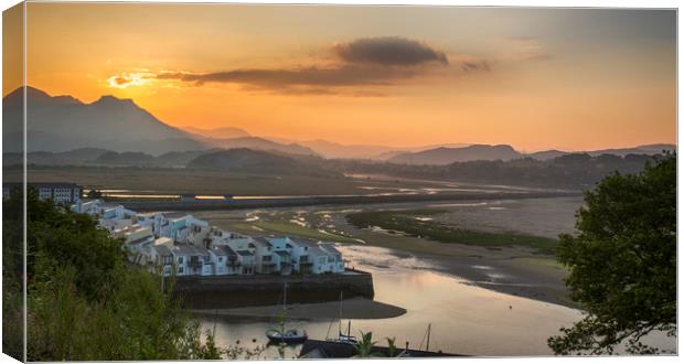 Porthmadog Harbour at Sunrise Canvas Print by Ceri Jones