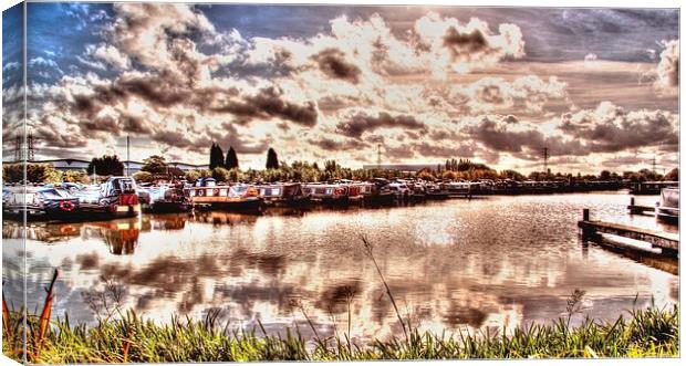 BARGES IN MARINA Canvas Print by len milner