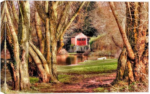 SCENE ON THE RIVER  Canvas Print by len milner