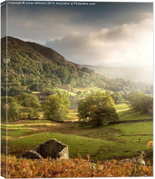 Towards Rydal Water Canvas Print by Julian Mitchell