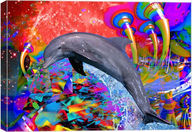 Dolphin Color Splash Canvas Print by Matthew Lacey