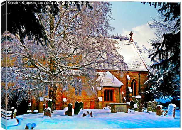 Warmth of a Church in Winter.  Canvas Print by Jason Williams