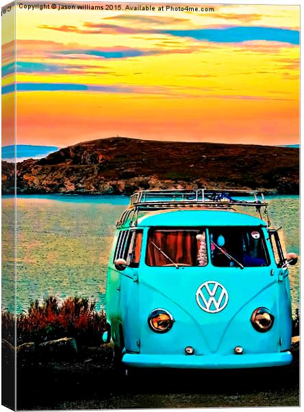  Iconic VW & Sunset. Canvas Print by Jason Williams