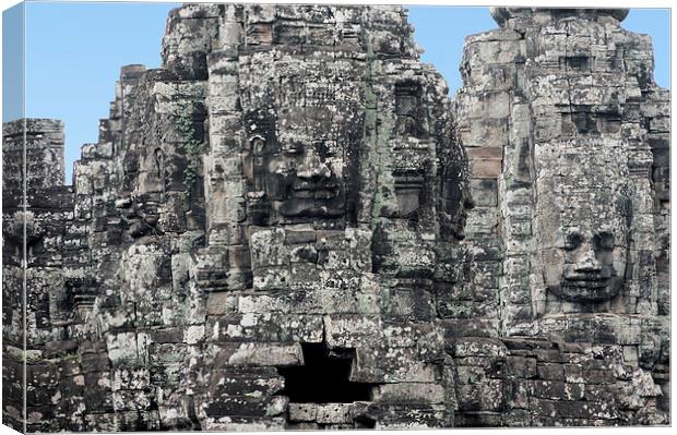 Stone Faces, Bayon Temple, Cambodia Canvas Print by Geoffrey Higges