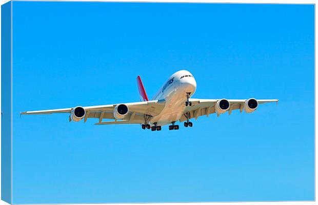 Airbus A380 Airliner Canvas Print by Geoffrey Higges