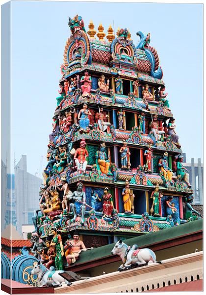 Hindu Temple Decoration, Singapore Canvas Print by Geoffrey Higges