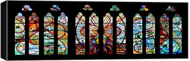 Cathedral Stained Glass Windows, Adelaide Canvas Print by Geoffrey Higges