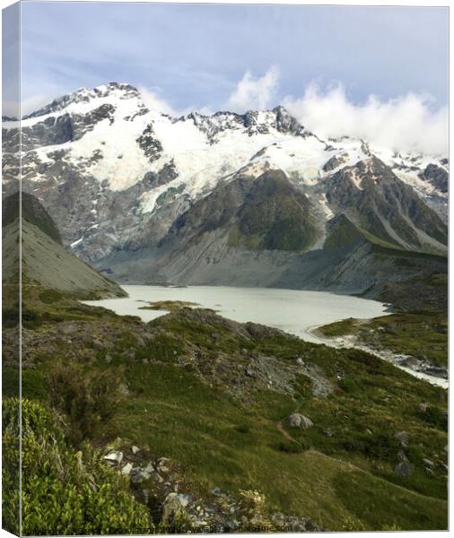 Mount Cook in New Zealand Canvas Print by Sandra Broenimann