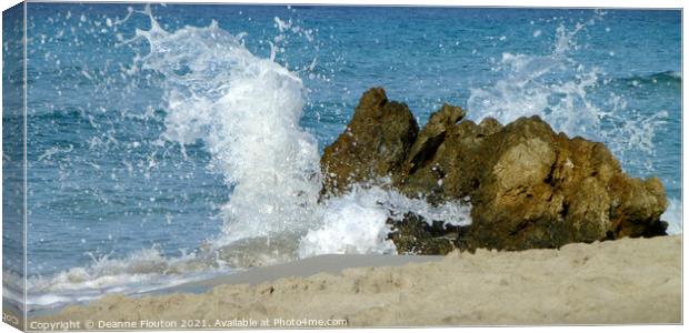Sea Spray Rock Menorca Canvas Print by Deanne Flouton