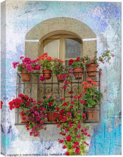 Geranium Balcony Blooms Canvas Print by Deanne Flouton