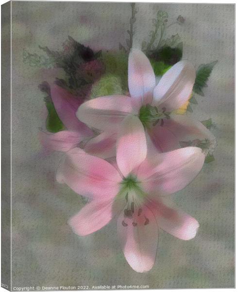 Soft Pastel Pink Lilies Canvas Print by Deanne Flouton