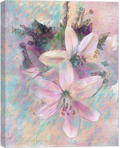 Blushing Beauty Lilies Canvas Print by Deanne Flouton