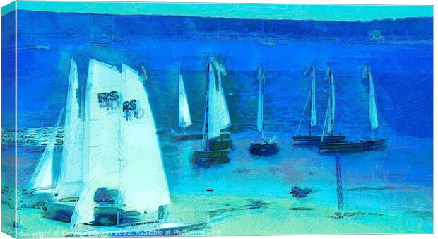 Sailing on Blue Waters Menorca Canvas Print by Deanne Flouton