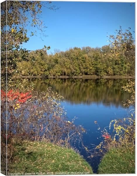 Mesmerizing Autumn River Scene Canvas Print by Deanne Flouton