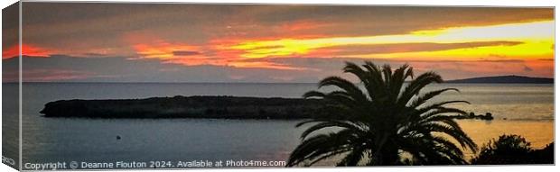 Sunset over Hedgehog Island Menorca Canvas Print by Deanne Flouton