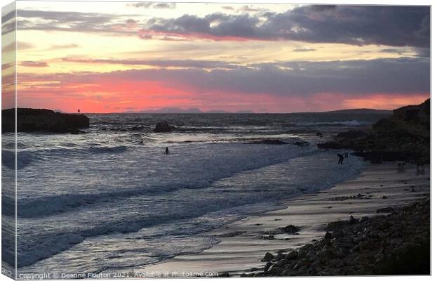  Sunset over Santo Tomas Beach Menorca Canvas Print by Deanne Flouton