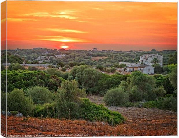 Menorca Sunset Landscape Canvas Print by Deanne Flouton