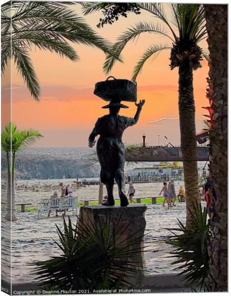 Surreal Statue Scene in Los Cristianos Tenerife Canvas Print by Deanne Flouton