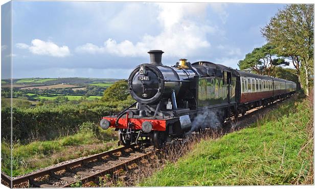 Steam train in Cornish countryside Canvas Print by Ashley Jackson