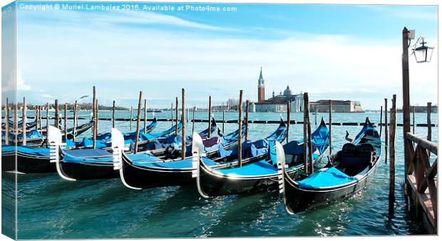  Gondolas in Venice Canvas Print by Muriel Lambolez