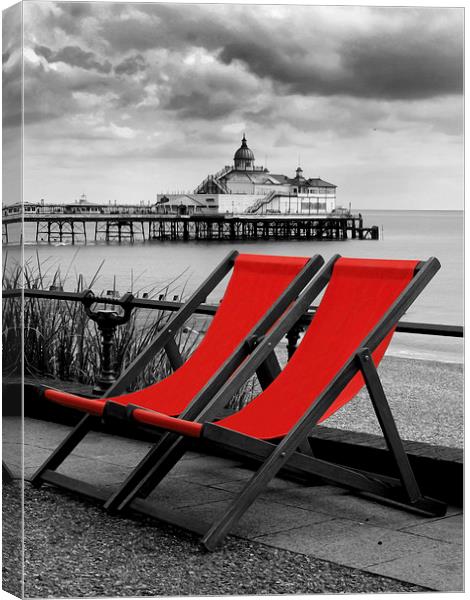 Eastbourne Pier & Deckchairs Canvas Print by Andy Huntley