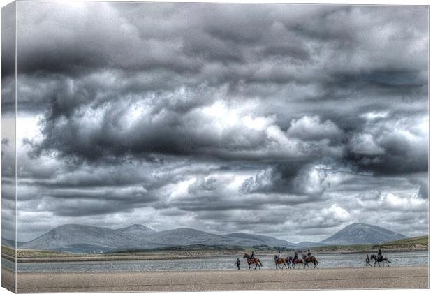 Horse Treking in Ireland Canvas Print by Andy Huntley