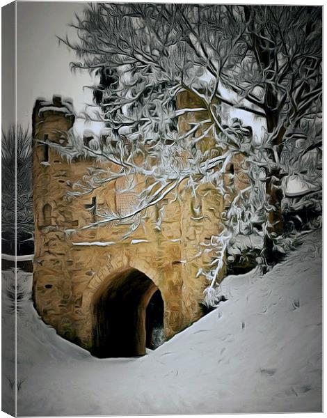  Reigate Castle in Winter Canvas Print by Andy Huntley