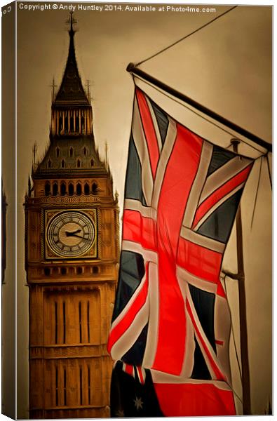  Union Flag outside Westminster Canvas Print by Andy Huntley