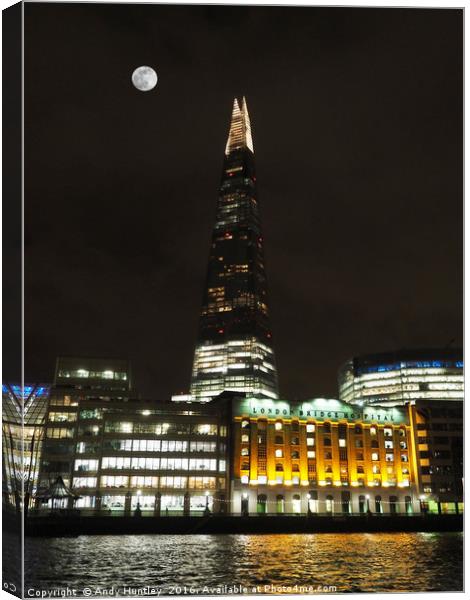 The Shard at Night Canvas Print by Andy Huntley