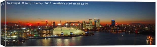 Dusk over Canary Wharf Canvas Print by Andy Huntley