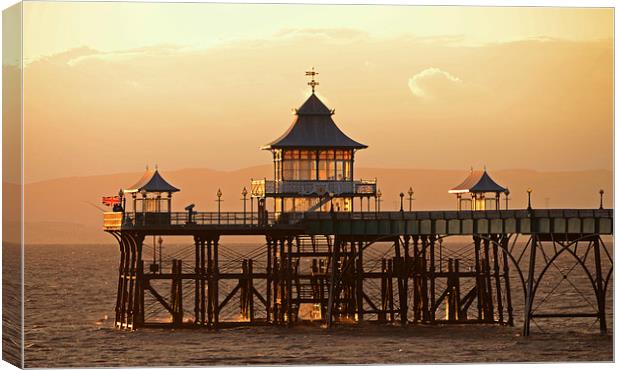 Glowing Clevedon Pier Canvas Print by Carolyn Eaton