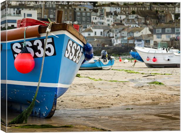  Low Tide in St Ives Harbour, Cornwall Canvas Print by Carolyn Eaton