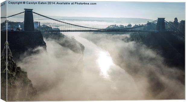  Clifton Suspension Bridge, Bristol in Fog Canvas Print by Carolyn Eaton
