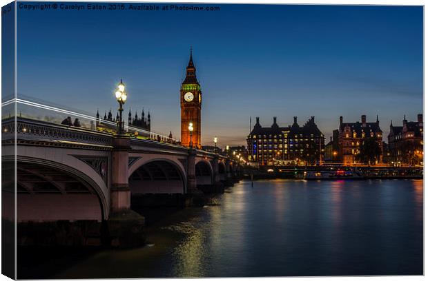 Westminster Bridge and Big Ben, London Canvas Print by Carolyn Eaton