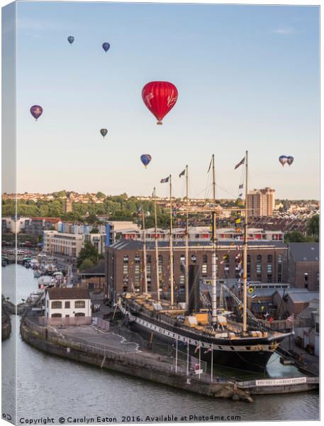 Balloons over the SS Great Britain Canvas Print by Carolyn Eaton