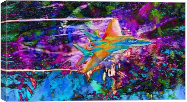 Colourful F15 Modern Art Canvas Print by Alan Tunnicliffe
