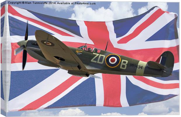  spitfire and union flag Canvas Print by Alan Tunnicliffe