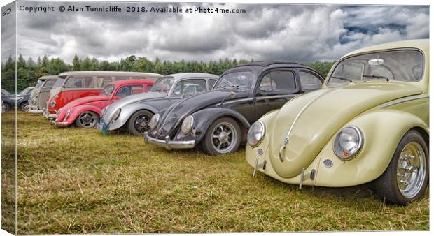 Vintage Volkswagen Beetles Showcased Canvas Print by Alan Tunnicliffe