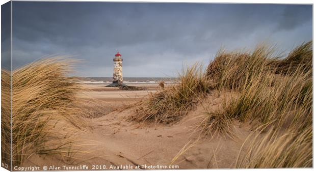 Talacre lighthouse Canvas Print by Alan Tunnicliffe