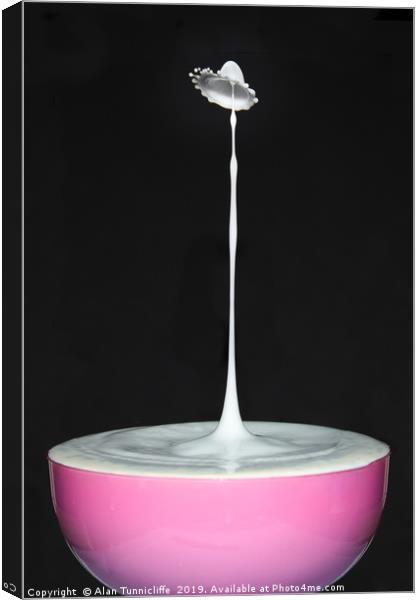 Milk splash art Canvas Print by Alan Tunnicliffe