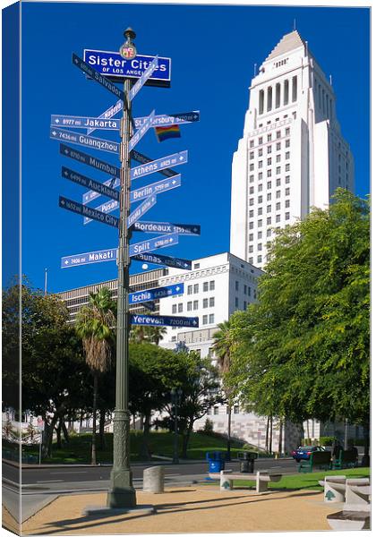 Sister Cities of Los Angeles - Athens Auckland ... Canvas Print by Ram Vasudev