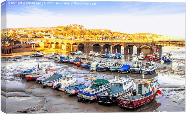  Boats at Folkestone Harbour late afternoon Canvas Print by Susan Sanger