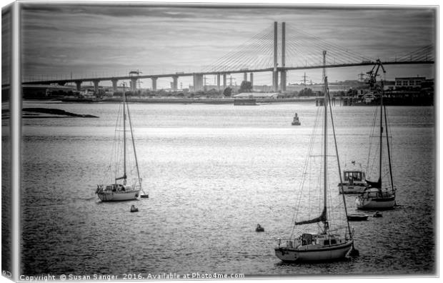 River Thames in Essex with Dartford Crossing Canvas Print by Susan Sanger