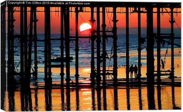  Pier Sunset Canvas Print by Tim Clifton
