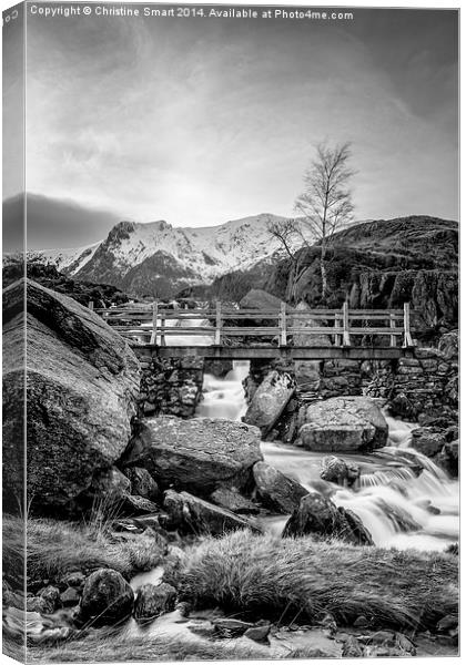  Icy Waters at Rhaeadr Idwal B&W Canvas Print by Christine Smart