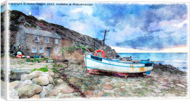 Penberth Cove Canvas Print by Helen Hotson