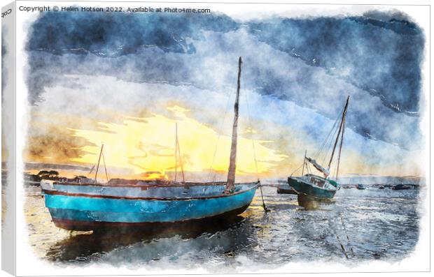 Boats in the Harbor Canvas Print by Helen Hotson