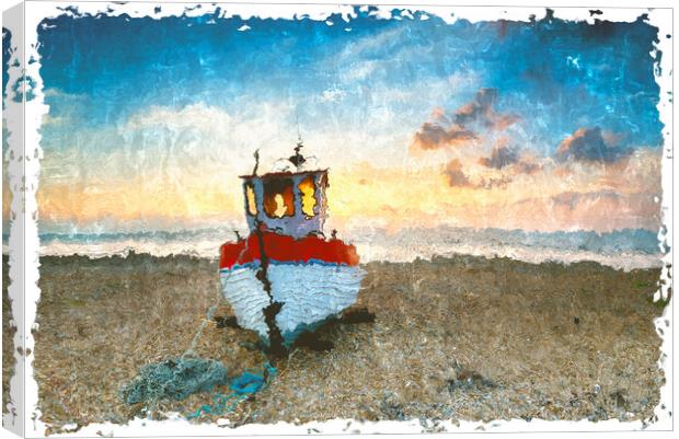 Beautiful Fishing Boat at Sunrise  Canvas Print by Helen Hotson