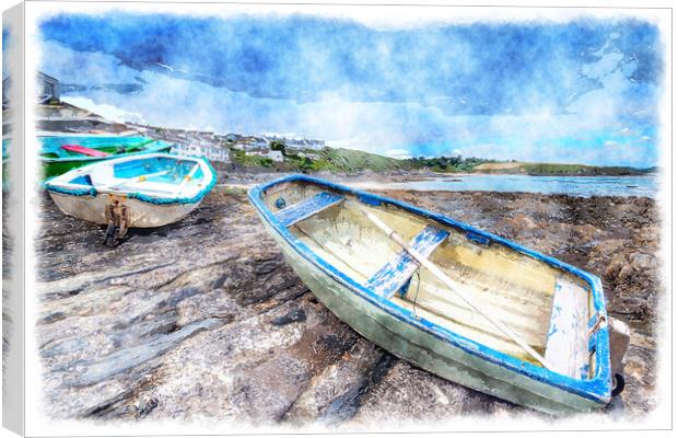 Boats at Portscatho Canvas Print by Helen Hotson