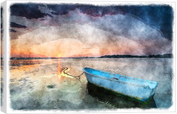 Sunset at Sandbanks in Poole Canvas Print by Helen Hotson
